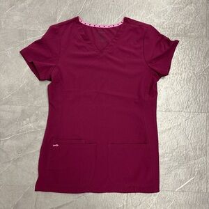 HeartSoul Short Sleeve Scrub Top- Burgundy